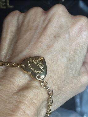 Gold Heart Tag Link Bracelet